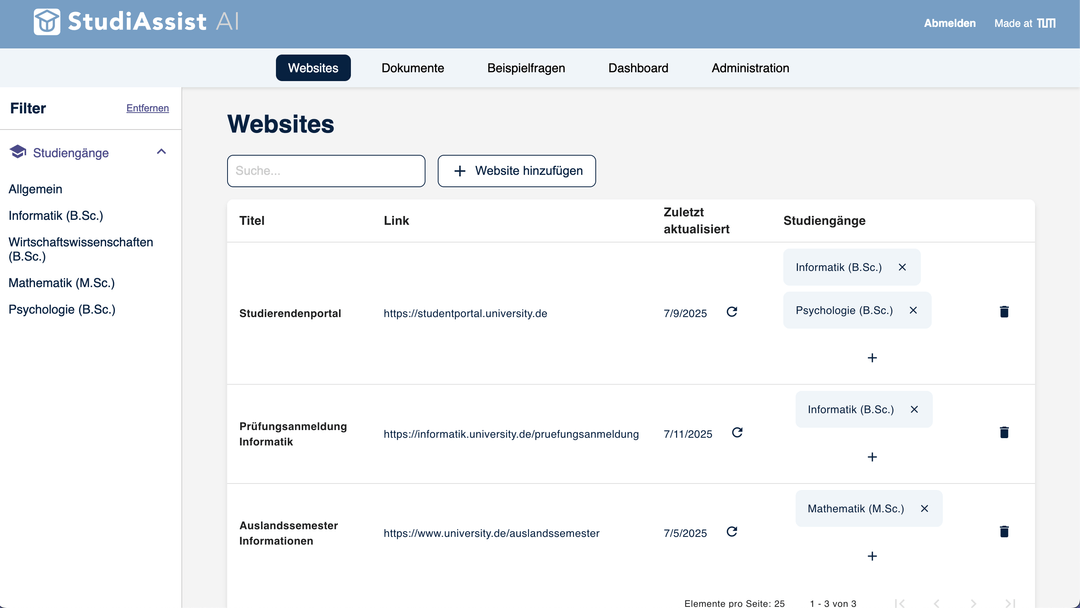 StudiAssist Knowledge Manager Screenshot